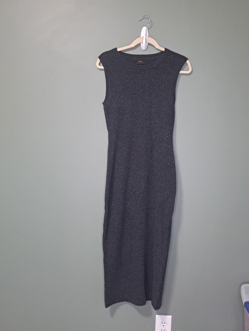 Quince 100% Mongolian Cashmere Sleeveless Midi Sweater Dress Grey Small NWOT - Picture 4 of 8